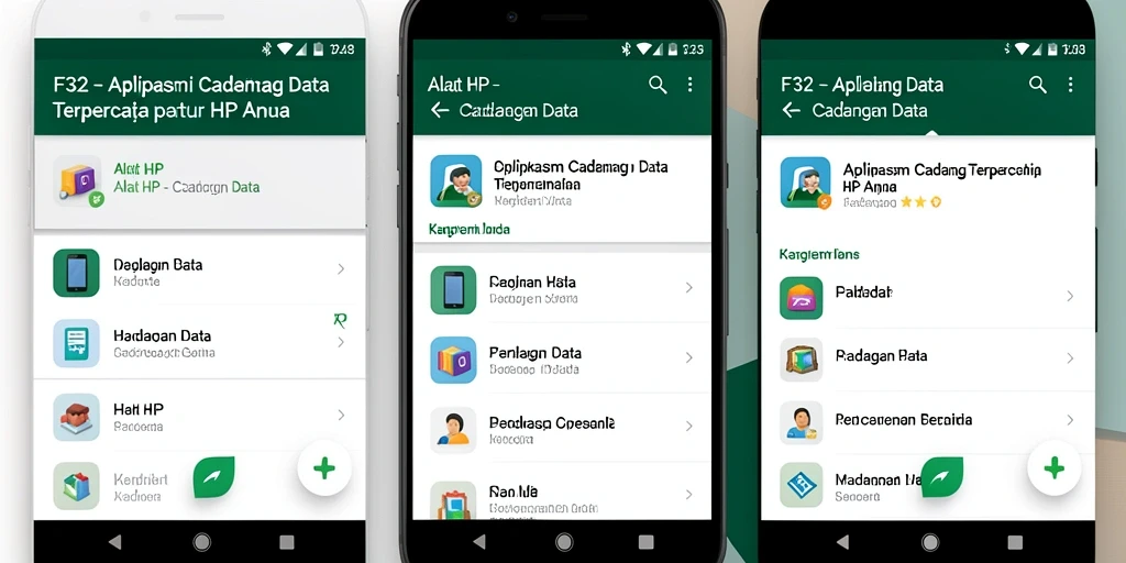 Tampilan antarmuka aplikasi F32 untuk cadangan data yang mudah dan intuitif.