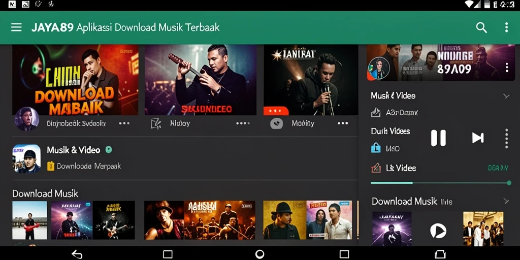 Tampilan antarmuka aplikasi Download Musik JAYA89 yang intuitif dan user-friendly.