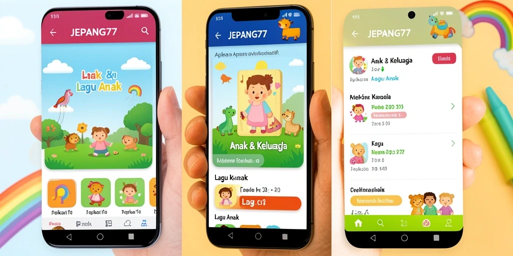 Tampilan antarmuka aplikasi JEPANG77 yang menarik dan ramah anak.