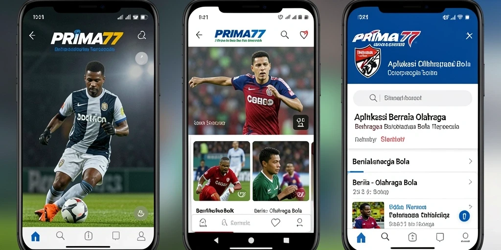 Tampilan antarmuka PRIMA77 menampilkan berita dan statistik sepak bola.