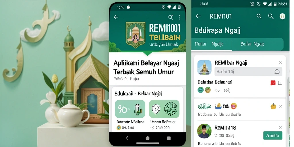 Tampilan menarik dari aplikasi Belajar Ngaji REMI101.