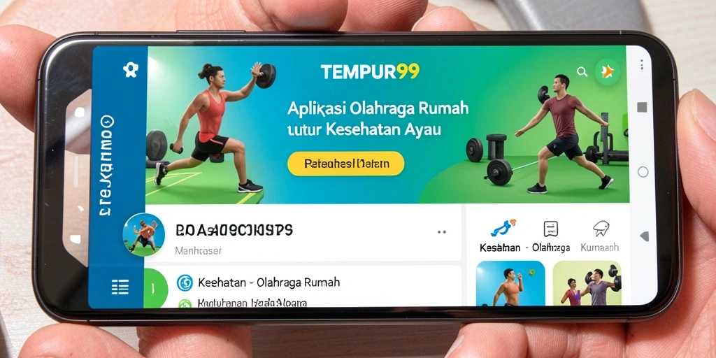 Antarmuka aplikasi TEMPUR99 yang memudahkan akses fitur olahraga di rumah.